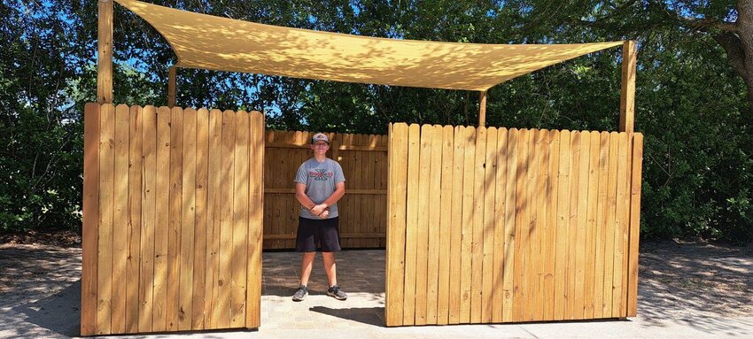JP Hodgkins stands inside his Eagle Scout project - a recreation area for Apopka Fire Station #2.