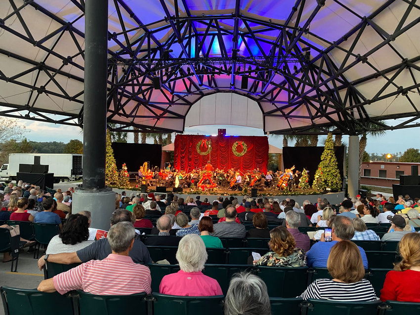 Orlando Philharmonic Orchestra playing its Holiday Pops concert at the Apopka Amphitheater.