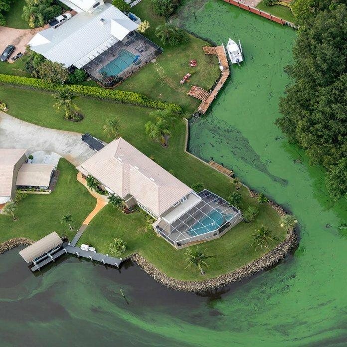 A 2018 algae outbreak in Stuart, where Lake Okeechobee water is discharged.