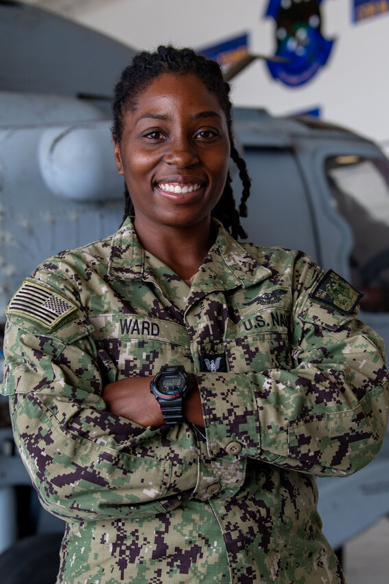 Petty Officer 1st Class Shanice Ward, a native of Apopka, Florida, is serving in the U.S. Navy with Helicopter Sea Combat Squadron (HSC) 25 on the island of Guam.