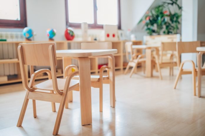 Empty modern early learning classroom. Source: Getty Images