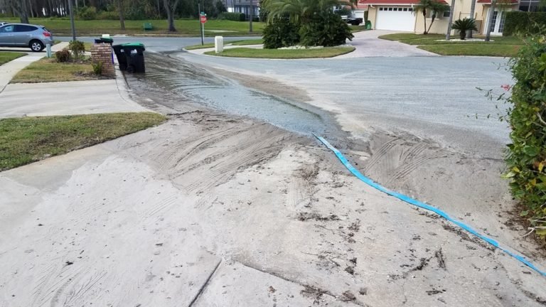 Pool wastewater flowing down the storm drain and directly into our waterways.