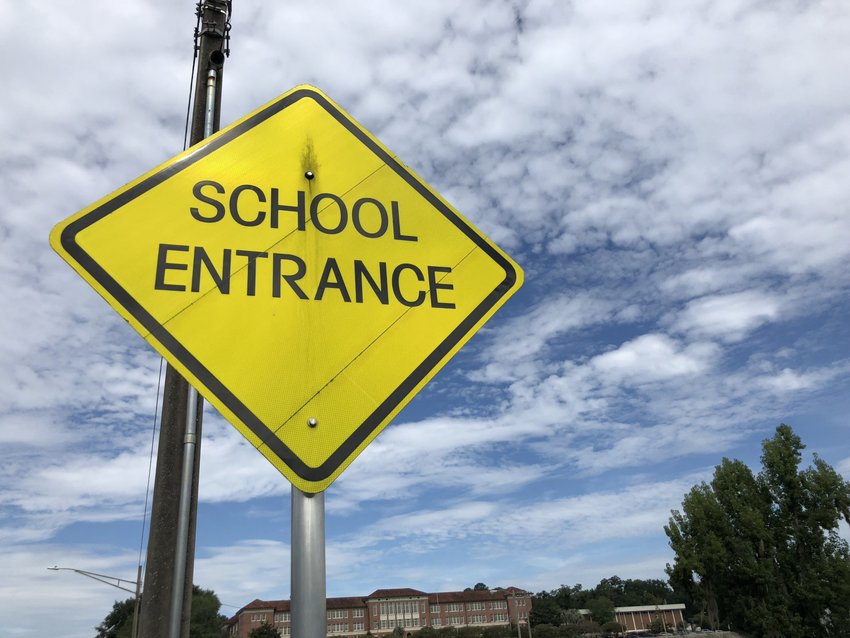 School entrance sign. Photo, CD Davidson-Hiers