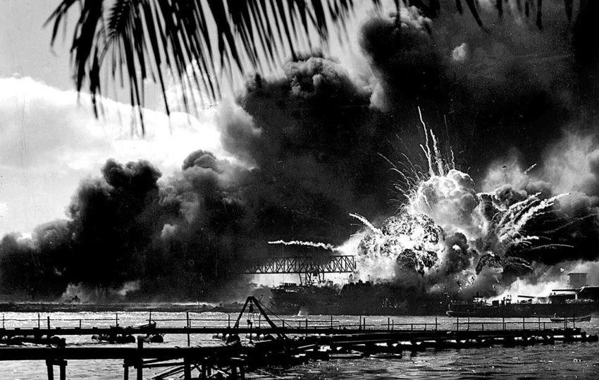PEARL HARBOR,HAWAII: The USS Shaw exploded after being struck during the attack on Pearl Harbor December 7, 1941.