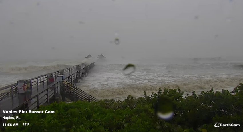 A view from the Naples, FL Pier Sunset Cam as Hurricane Ian approaches
