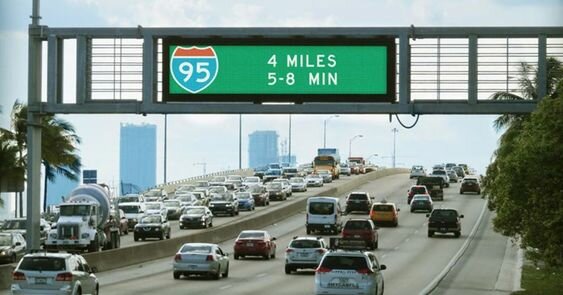 Traffic on I-95 via Florida DOT. The DOT secretary turned down millions from the federal government aimed at cutting tailpipe pollution.