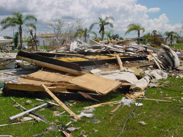 Debris from one of the houses in Punta Gorda that was demolished by Hurricane Charley, the first of four hurricanes that hit Florida in six weeks in 2004.