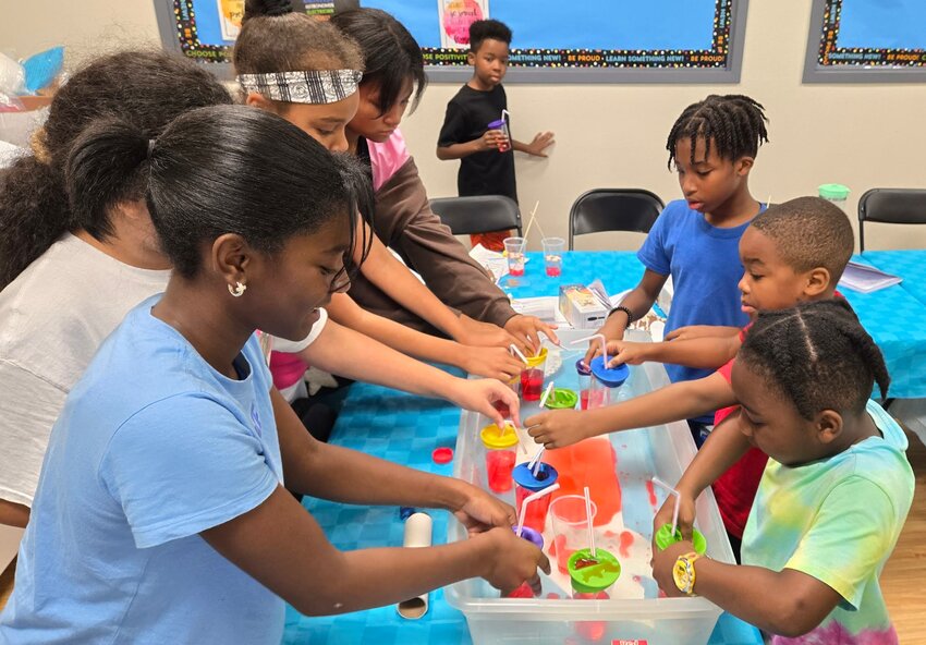In this exercise the campers are learning how the heart functions.