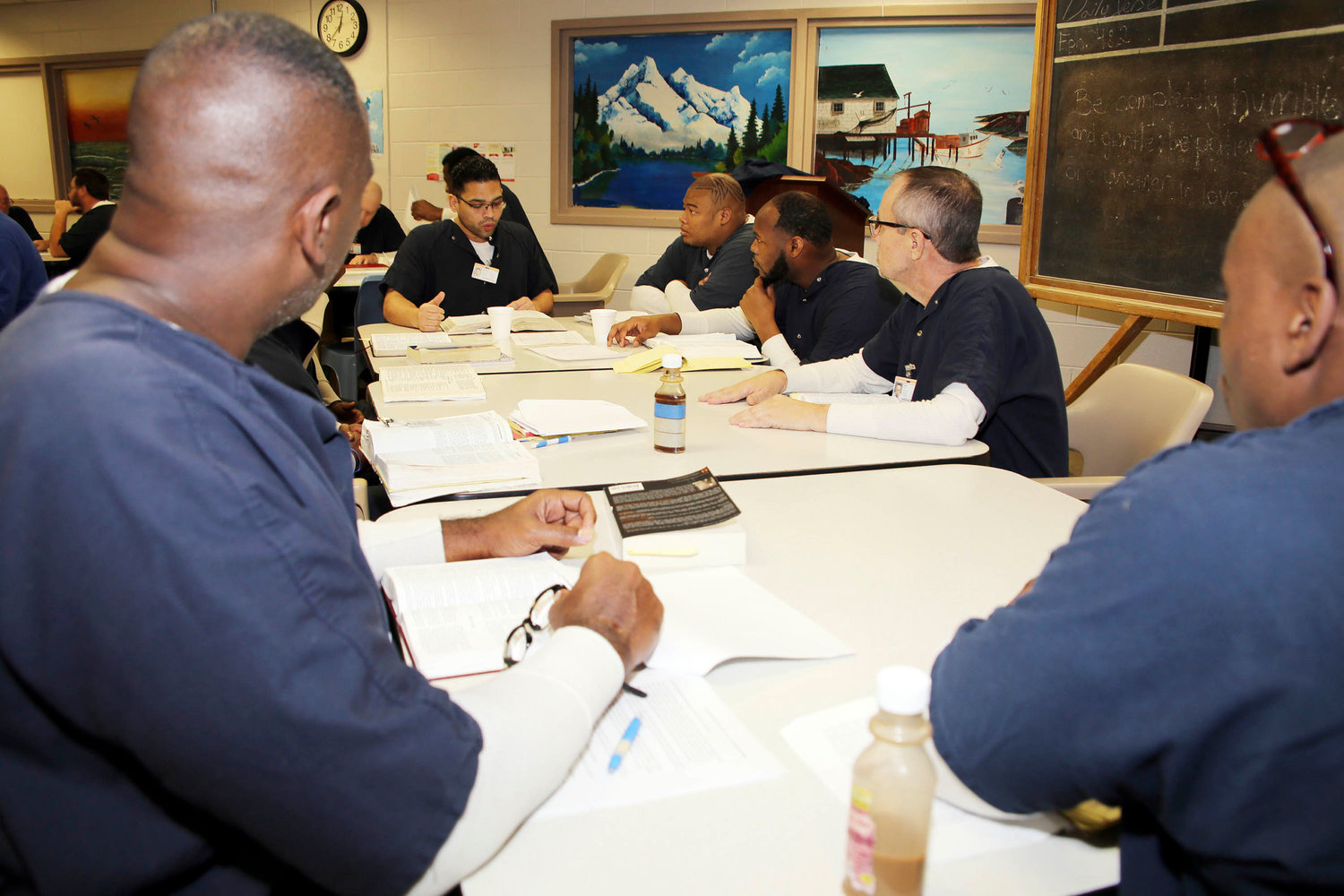 Inmates participate in Orange County Corrections Division’s Faith-Based Program. Note: Photo taken before COVID-19 pandemic where CDC distancing guidelines were not in place.