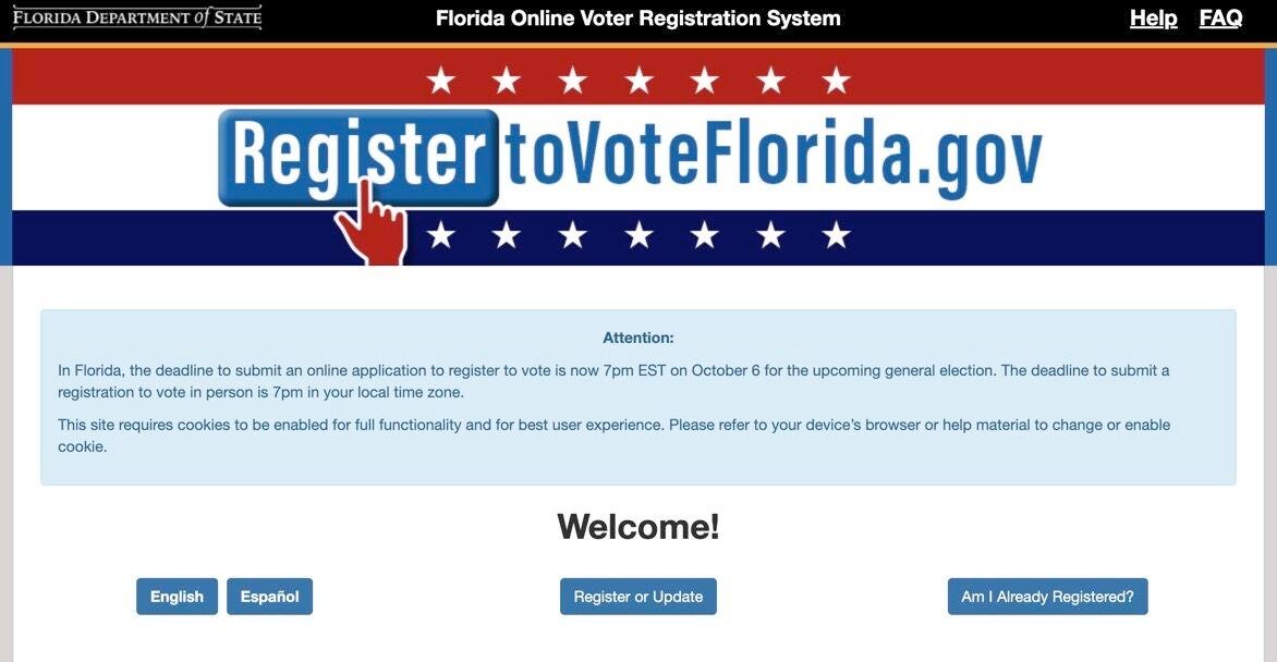 Florida Division of Elections website screenshot