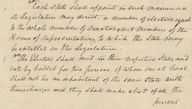 A transcript from the Constitutional Convention records the official report creating the Electoral College. U.S. National Archives, CC BY-NC-ND