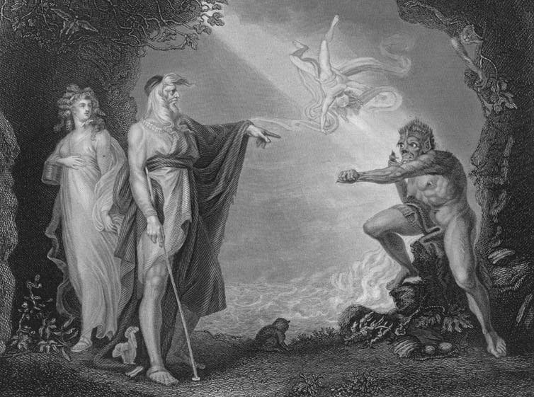 Caliban implores his fellow island dwellers to listen to the noises in “The Tempest.” The Print Collector/Getty Images