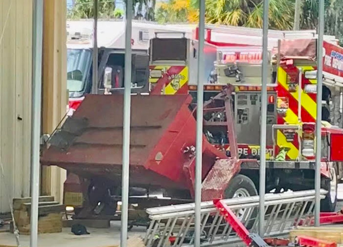According to multiple sources with knowledge of the incident, the accident happened at APD Fire Station 1 yesterday when two firefighters were disconnecting the jack from a sand trailer. According to sources, the jack was off-center and flipped over onto the firefighter.  