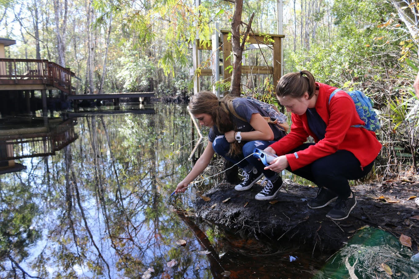 High school students participating in water quality sampling and monitoring through the District’s Blue School Grant Program.