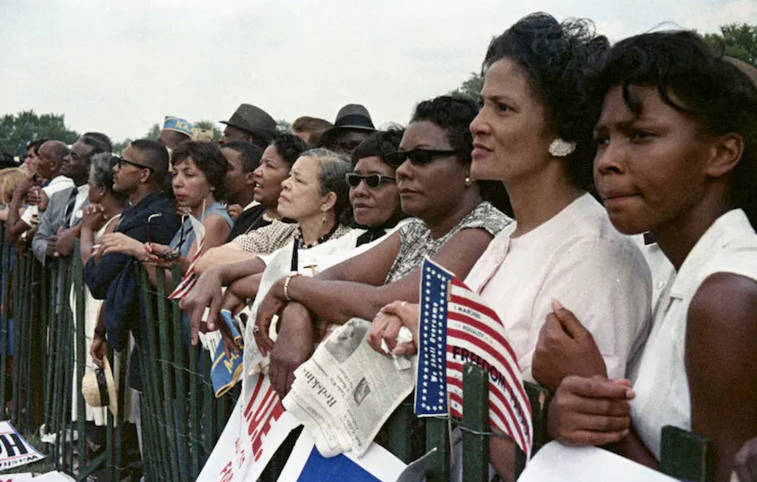 Women listen during the March on Washington on Aug. 28, 1963.