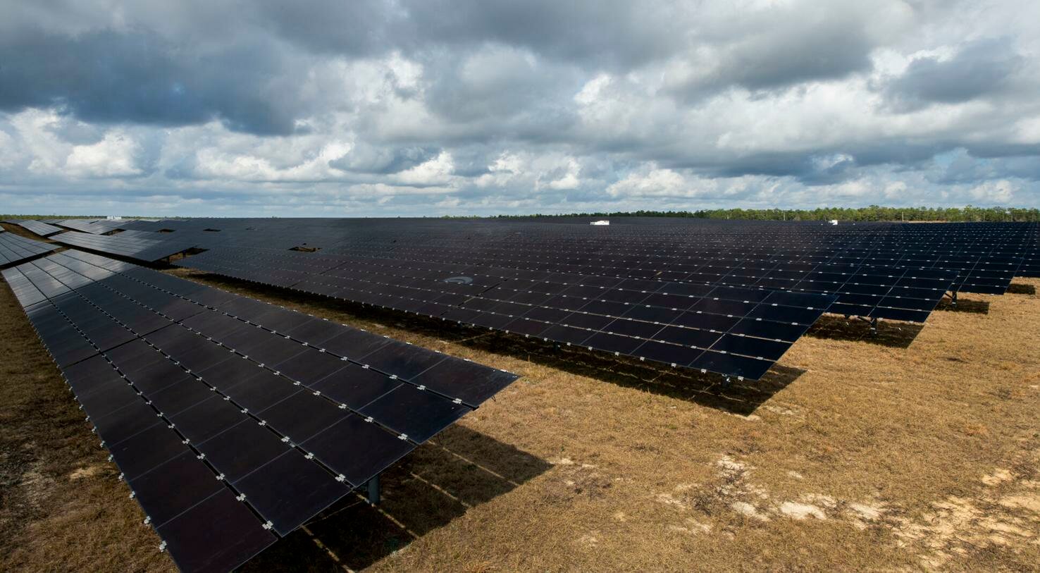The approximately 240-acre solar panel field on Eglin Air Force Base, Fla. generates around 30 megawatts. The amount produced from the 375,000 panels equals about 20% of Eglin’s energy usage. The solar field is managed and maintained by Florida Power and Light.