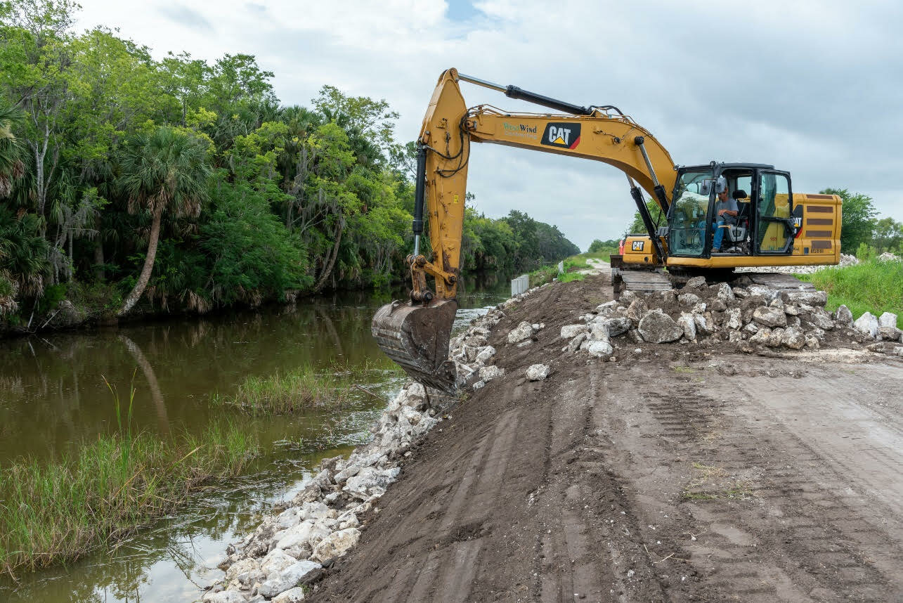 Work continues on the shoreline stabilization along the Apopka Beauclair Canal.