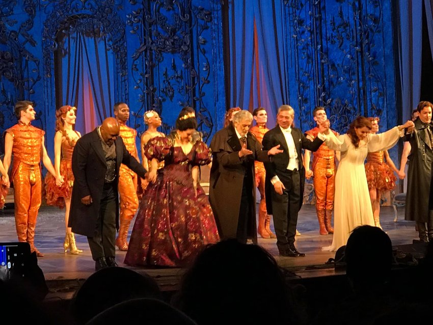 Stars of “La Traviata,” including the legendary Plácido Domingo, take their curtain call at the Metropolitan Opera.