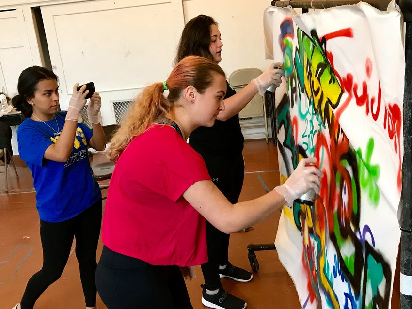 JM students learn graffiti are with a hands-on workshop with notes from artist JCORP.