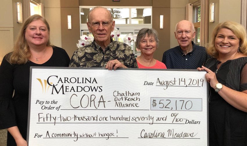 CORA, through its partnership with the Carolina Meadows neighborhood, it has received more than $34,000 in support of its food pantry.
