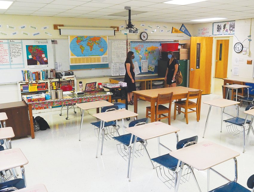 Her classroom may be empty, but Harris said learning is still happening. ‘Just because I’m not on Zoom with them the whole time doesn’t mean that instruction is not happening,’ she said.