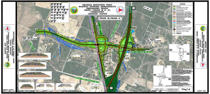 N.C. Department of Transportation wants to replace Exit 84 from U.S. 1 with a new interchange at New Elam Church Road, which would be relocated and extended over old U.S. 1 into the site. This plan is being considered to ease access to the VinFast site.