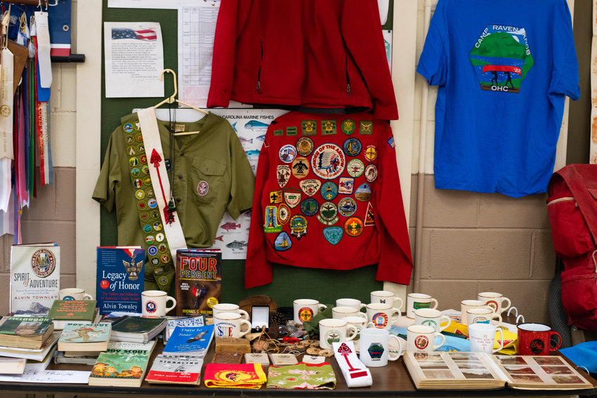 One of many displays of scouting memorabilia at Saturday's event honoring the 75th anniversary of Troop 93.