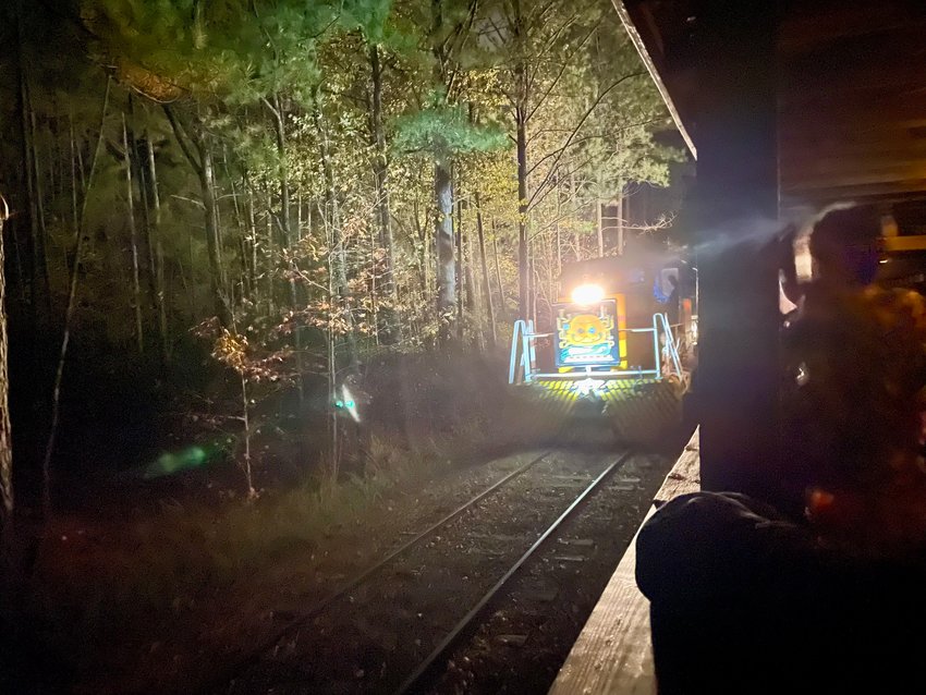The grand finale of the Halloween Express was the ghost train operated by the headless brakeman. It featured a display of skeletons and mummies as passengers alongside attendees of the New Hope Valley Halloween Express.
