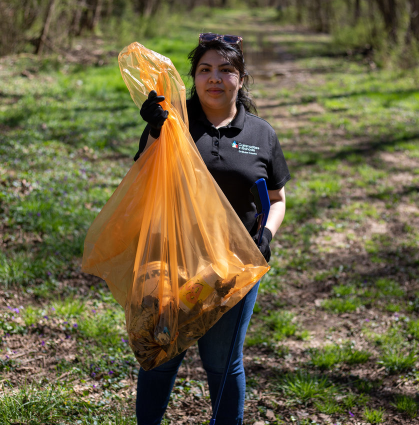 Bieisy Savilla, a volunteer from Communities In Schools of Chatham County, was present at Saturday's trash clean up.
