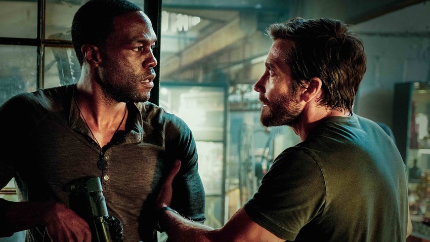 Michael Bay's &quot;Ambulance&quot; (2022) stars Yahya Abdul-Mateen II (left) and Jake Gyllenhaal as adopted brothers Will and Danny Sharp who together hijack an ambulance to escape police after a bungled bank heist.