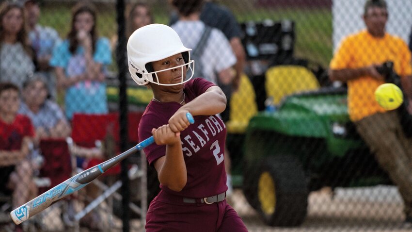 Seaforth junior Mariah Thomas swings at a pitch in thr Hawks' 26-0 loss to Chatham Central last week.