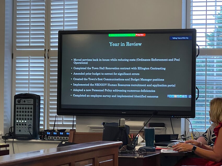 Town Manager Hank Raper gave a presentation to explain to the commissioners everything they&rsquo;ve accomplished in the past year, in addition to outlining goals and action items for each strategic priority from the Strategic Plan adopted on Feb. 6, 2023.