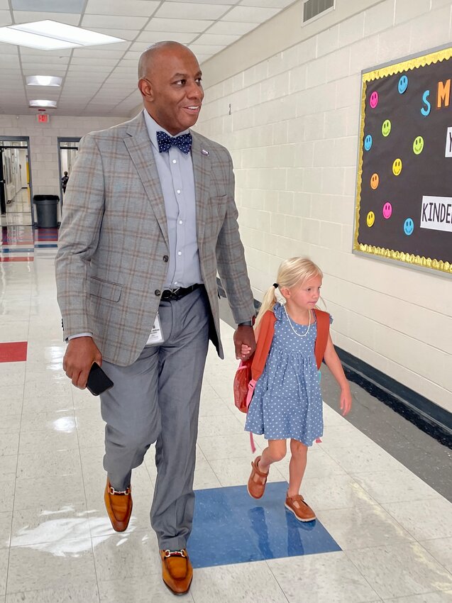 Superintendent Anthony D. Jackson took his 13th annual first-day-of-school ride on Monday, Aug. 28, 2023.