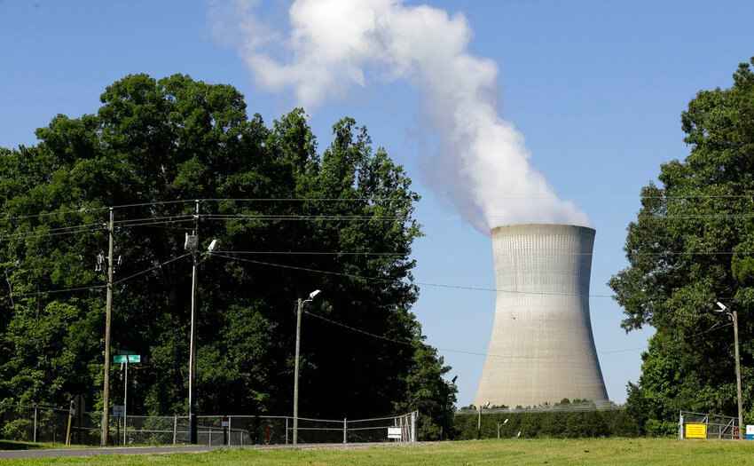 FILE - This June 14, 2013, file photo,  shows the Shearon Harris nuclear plant. (AP Photo/Gerry Broome, File)