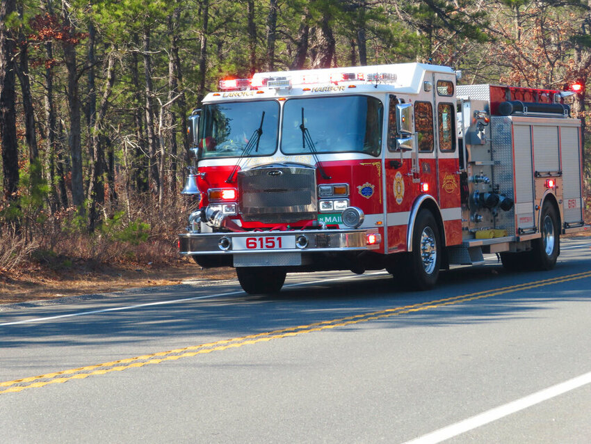 A fire truck drives on a road in this file photo.