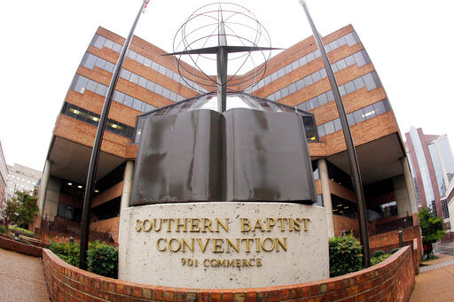 The headquarters of the Southern Baptist Convention is shown on Wednesday, Dec. 7, 2011, in Nashville, Tenn. (AP Photo/Mark Humphrey, File)