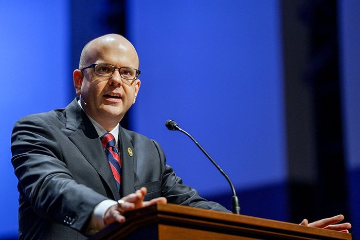 Adam Greenway preaches in a chapel service at Southwestern Baptist Theological Seminary in this file photo. He has filed a lawsuit  claiming defamation. (Photo/Southwestern Baptist Theological Seminary)