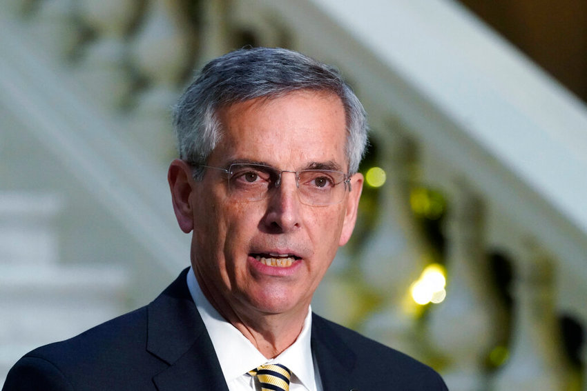 Georgia Secretary of State Brad Raffensperger speaks during a news conference in Atlanta, Dec. 14, 2020. (AP Photo/John Bazemore, File)