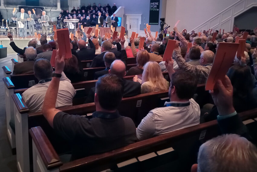 Messengers vote during the annual meeting of the Georgia Baptist Convention in November 2022. (Index/Henry Durand, File)