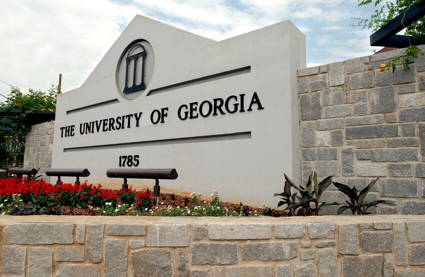 A sign for the University of Georgia is seen, May 28, 2004, in Athens, Ga. (AP Photo/Allen Sullivan, File)