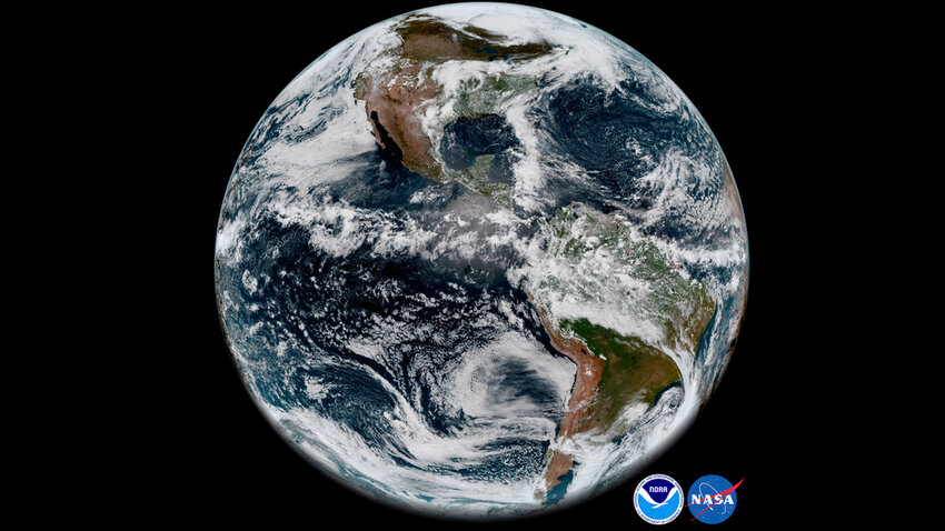 This image shows the Earth's western hemisphere at 12:00 p.m. EDT on May 20, 2018, made by the new GOES-17 satellite. (NOAA/NASA via AP, File)