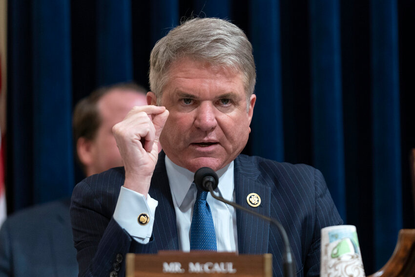 House Foreign Affairs Committee Chairman Michael McCaul, R-Texas, speaks during the hearing on Capitol Hill in Washington, Tuesday, April 16, 2024. (AP Photo/Jose Luis Magana)
