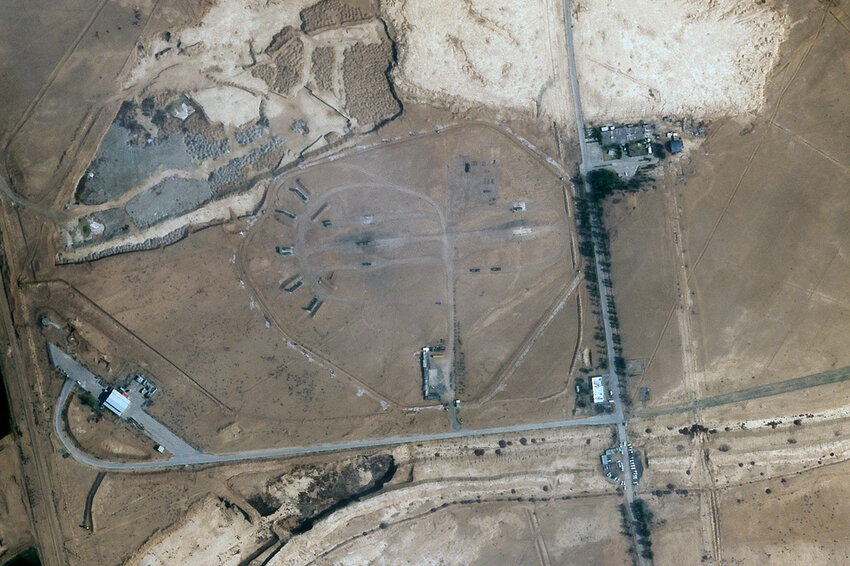 A missile defense site near an international airport and air base is seen in Isfahan, Iran, Monday, April 22, 2024. (Planet Labs PBC via AP)