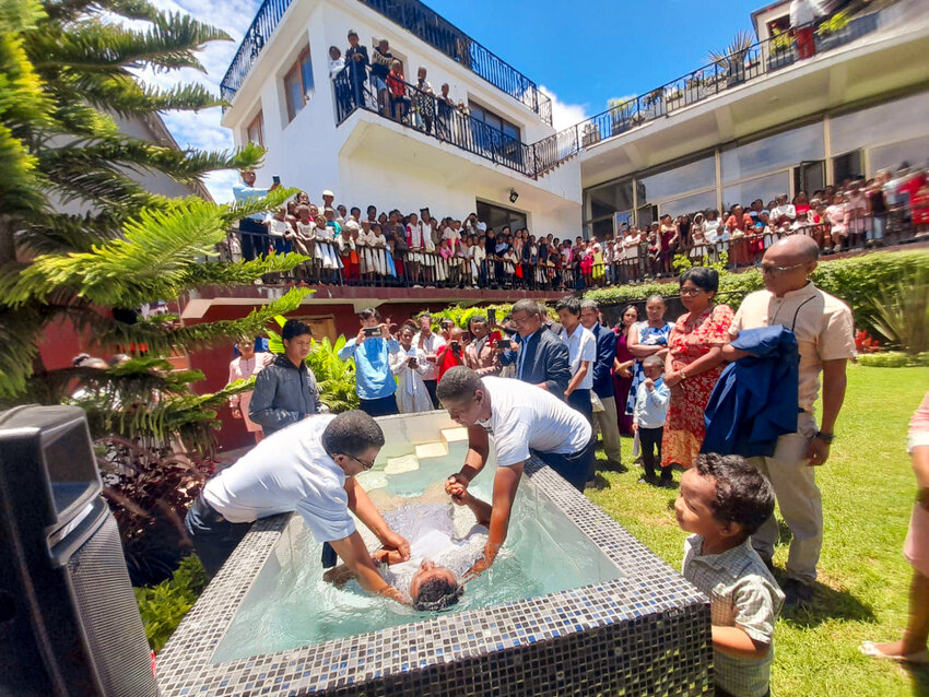 Eleven people were baptized at a recent gathering of two churches in Madagascar. Discipling new believers and developing church leadership is a big need in this African island nation. (Photo/IMB)