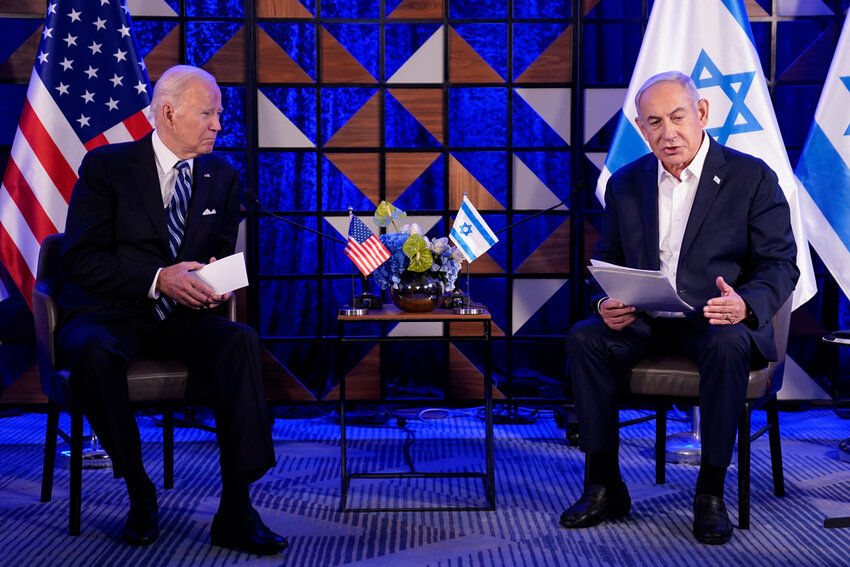 Israeli Prime Minister Benjamin Netanyahu meets with President Joe Biden, Oct. 18, 2023, in Tel Aviv. (AP Photo/Evan Vucci, File)