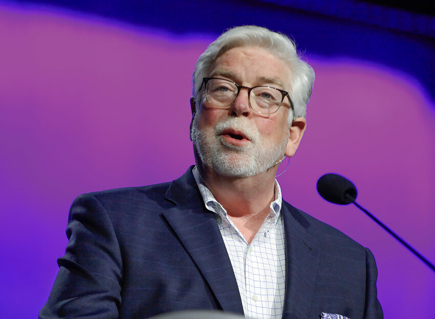 Hershael York, dean of the School of Theology at Southern Baptist Theological Seminary, preaches at the 2024 SBC Pastors’ Conference. (Baptist Press/Luc Stringer)
