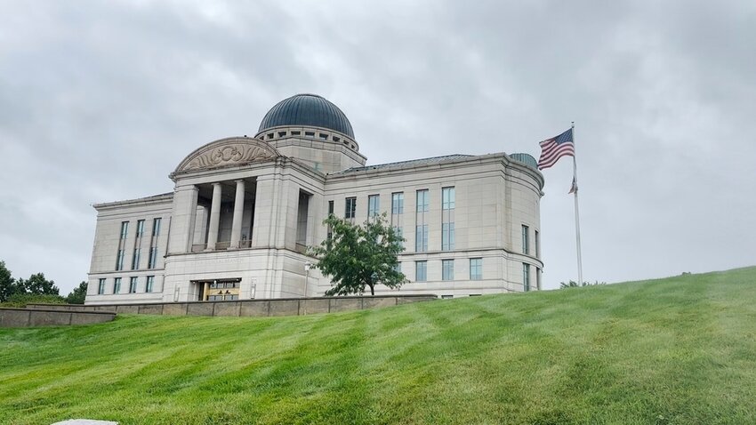 The national flag flies in front of the Iowa Supreme Court building, June 28, 2024, in Des Moines, Iowa. (AP Photo/Scott McFetridge)