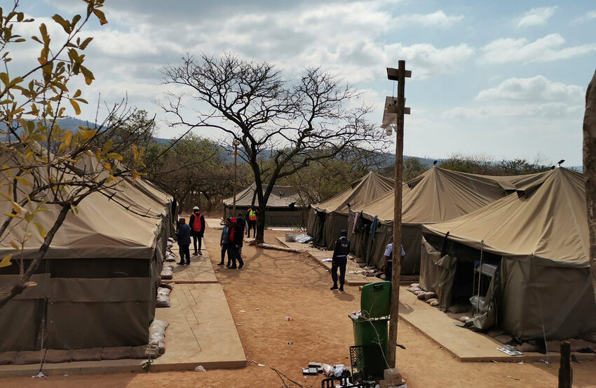 A camp where 95 Libyan nationals were arrested on suspicion of running an illegal military camp Friday, July 26, 2024, in White River, South Africa. (AP Photo/Bulelwa Maphanga)