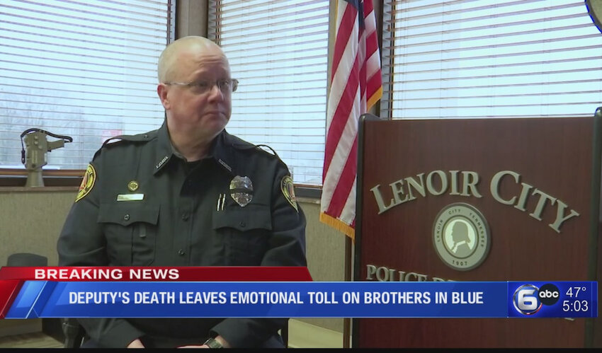 David Choate serves as a chaplain at the Lenoir City (Tennessee) Police Department. He was featured in a local television news story after the death of a local sheriff’s deputy in early 2024. (Photo/Screen capture from WATE)