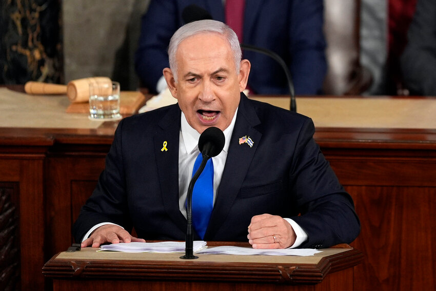 Israeli Prime Minister Benjamin Netanyahu speaks to a joint meeting of Congress at the Capitol in Washington, July 24, 2024. (AP Photo/Julia Nikhinson, File)